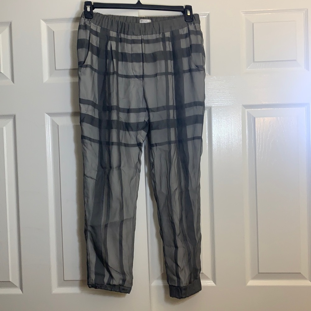 Brunello Cucinelli Women’s Gray Silk Pants Size 8